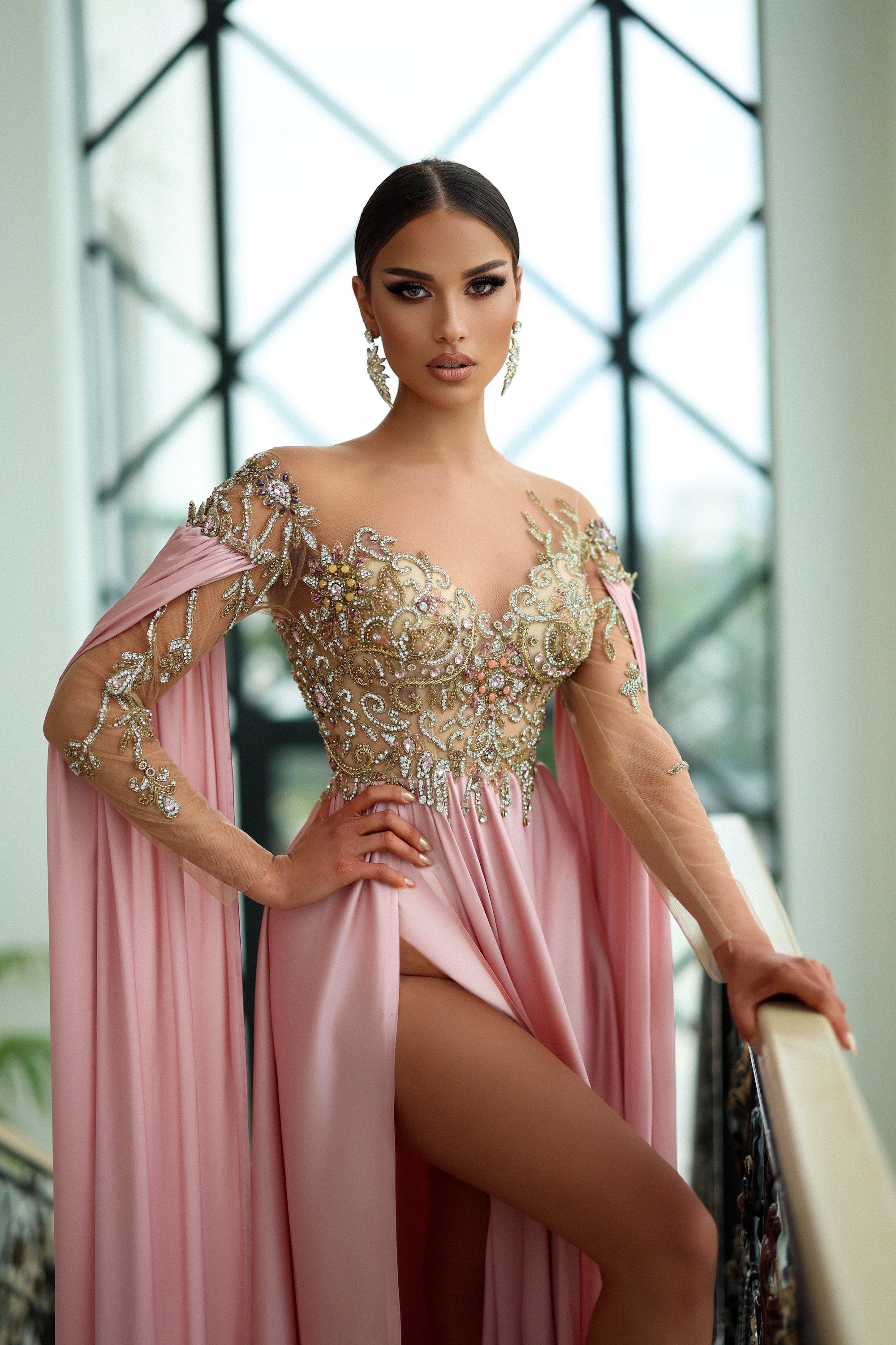 Satin Flowing Pink Evening Dress – Qëndresa